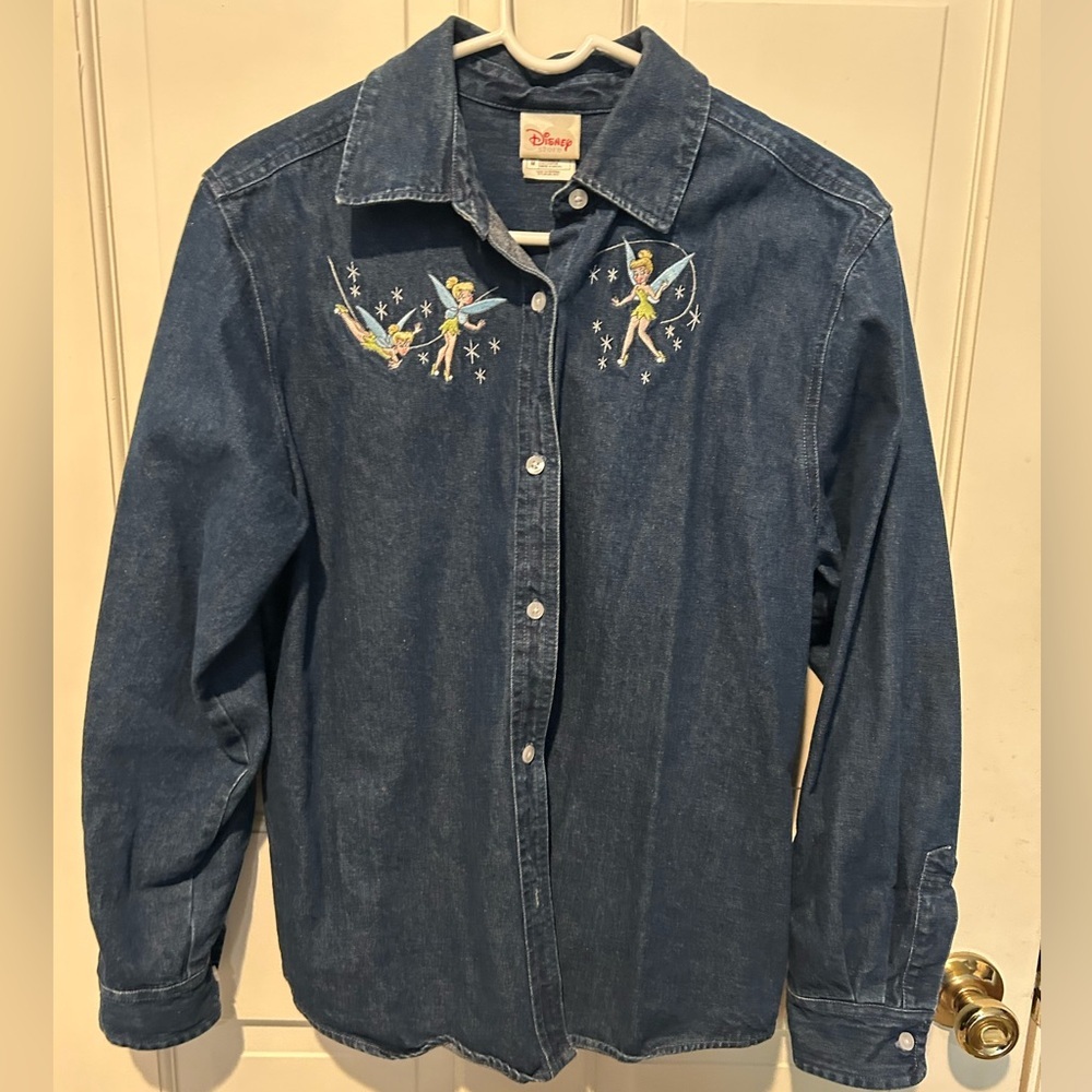 Vintage Disney Tinkerbell Denim Buttonup Shirt - MEDIUM